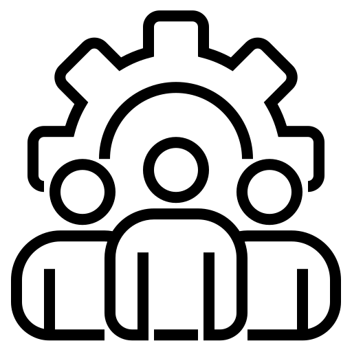 Icon mit Menschen vor Zahnrad